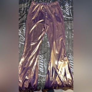 Pink glitter flare bottom pants